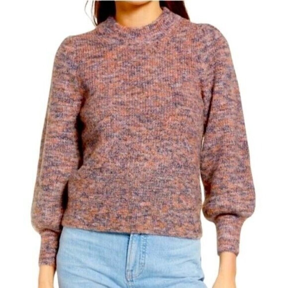 Madewell Space-Dyed Eaton Puff Sleeve Pullover Long Sleeve Sweater Size XS